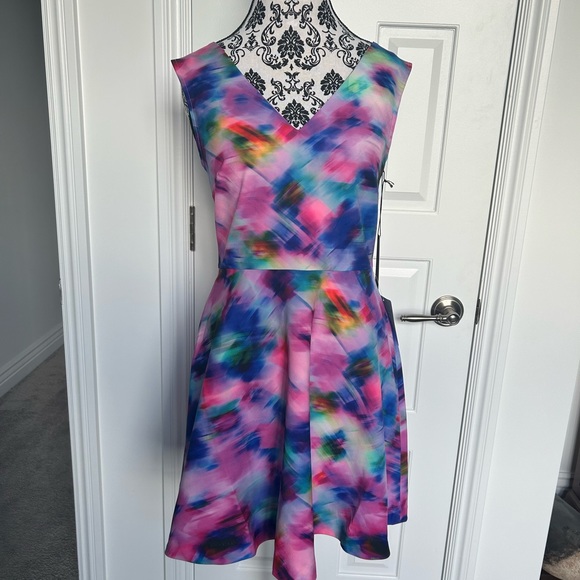 FELICITY & COCO McCall Bouquet Water Color Dress L - Picture 3 of 7